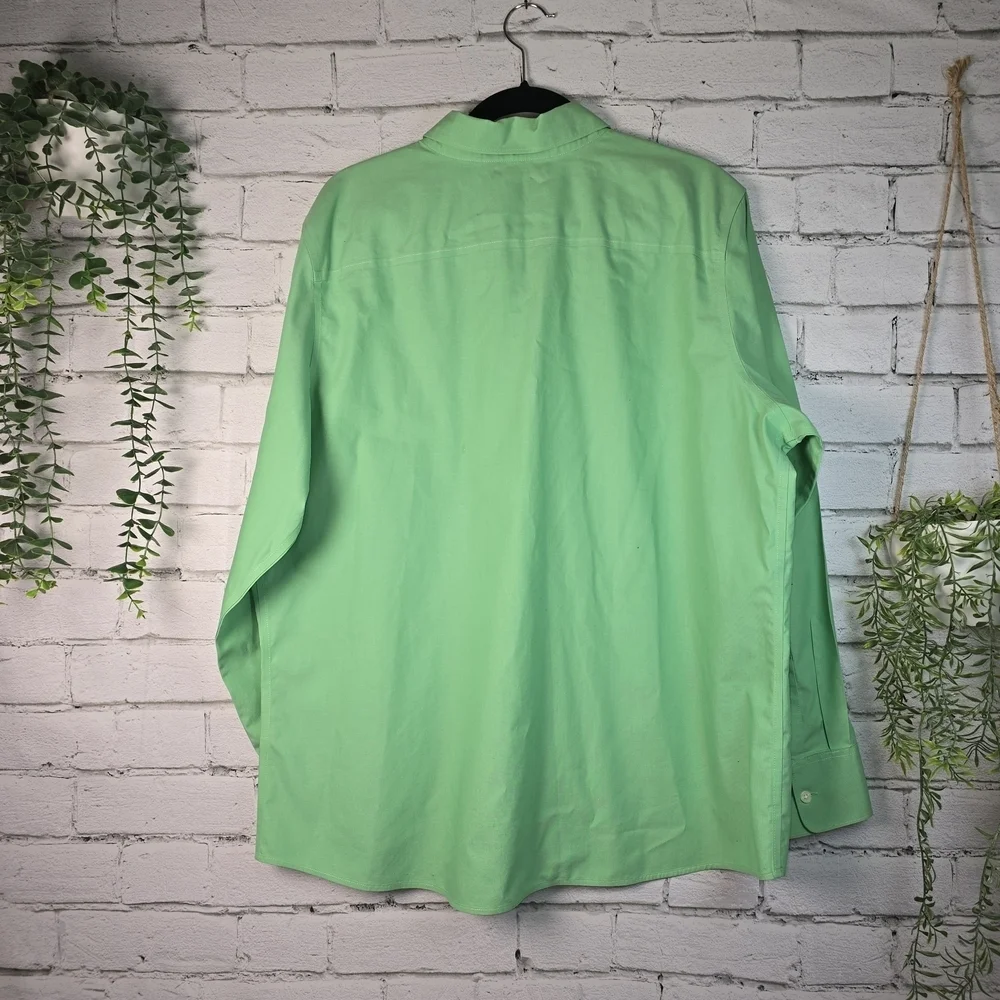 EDDIE BAUER WRINKLE RESISTANT MENS GREEN BUTTON DOWN SIZE 2XLT - Picture 2 of 6